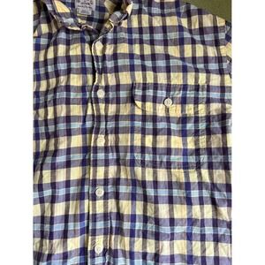J. Crew madras cotton button down long slv front pocket LG lightweight soft
